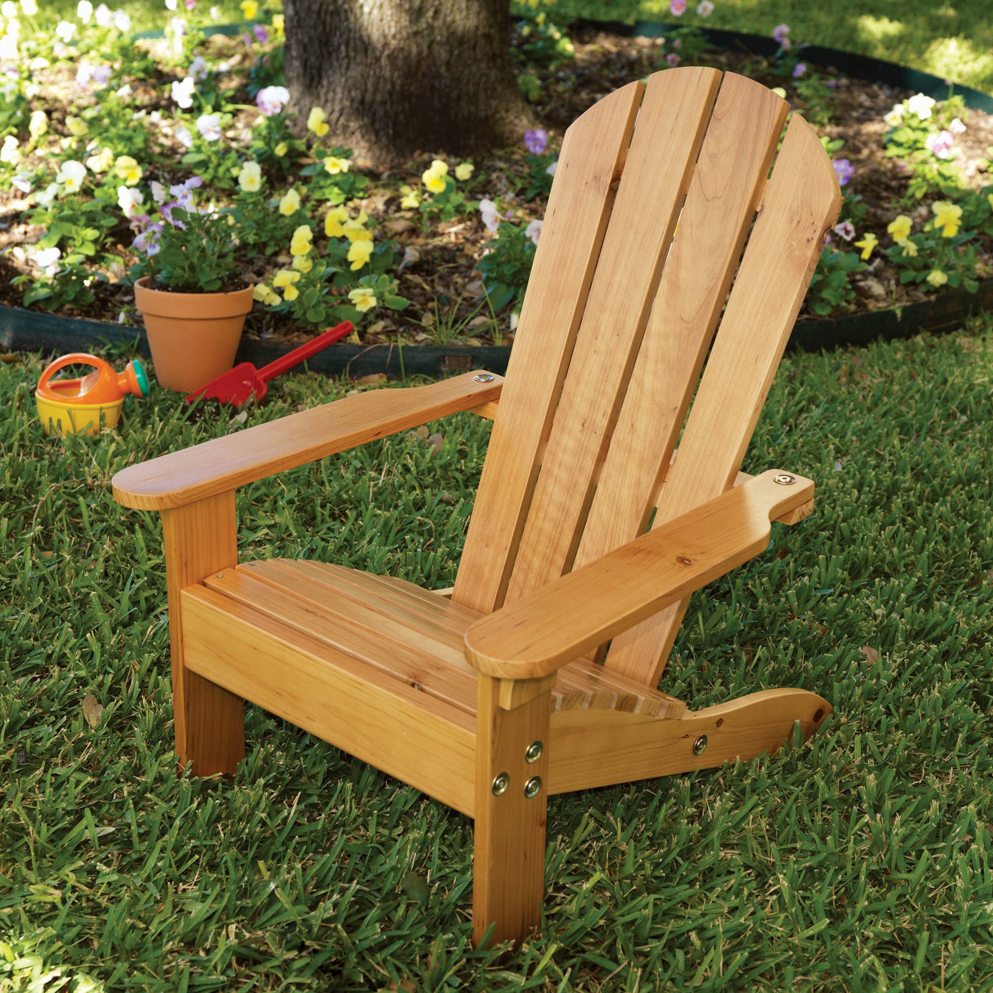 KidKraft Childrens Outdoor Patio Lawn Kid Sized Wooden Adirondack Chair, Honey