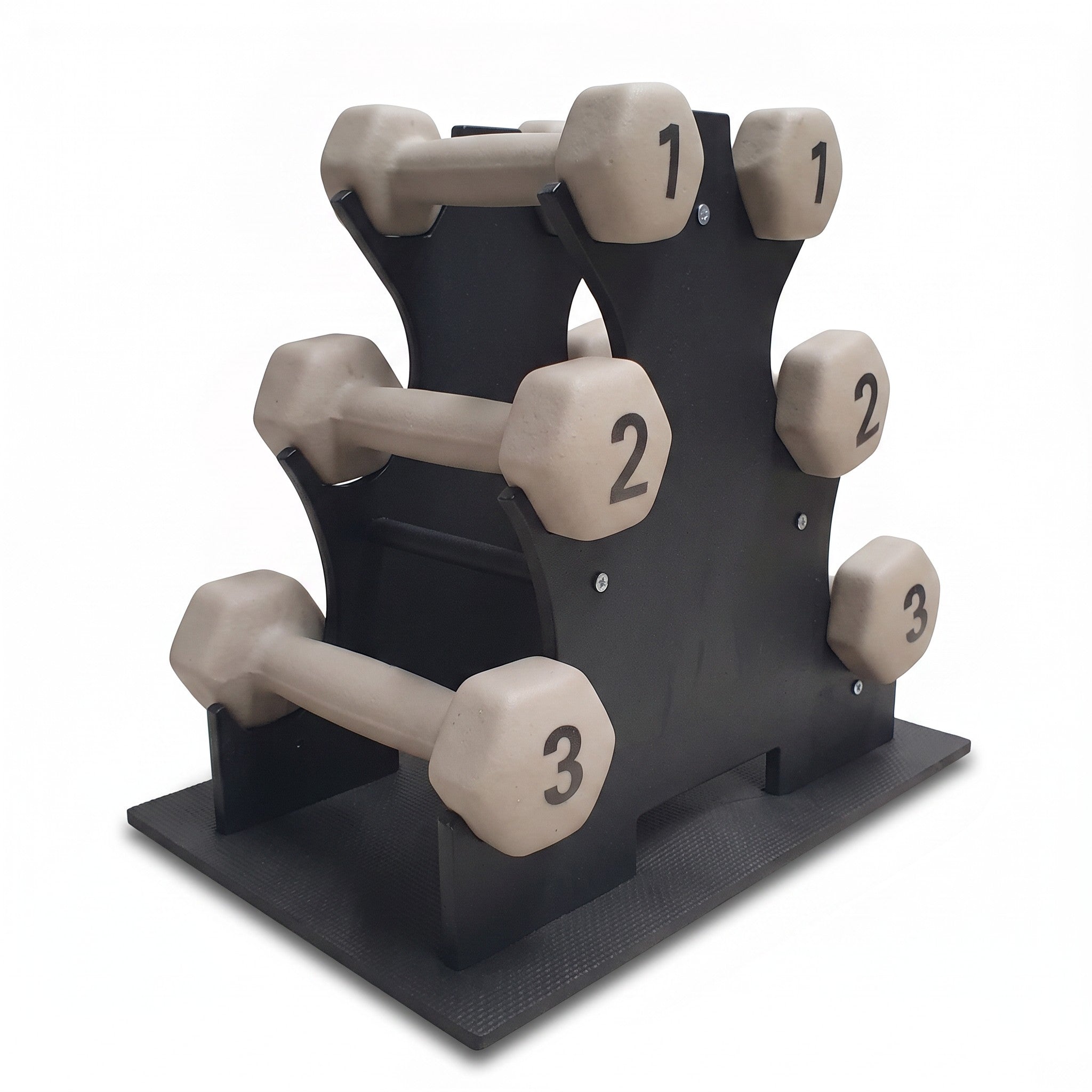 Aurorafy Neoprene Dumbbell Workout Set with Rack, 1 lbs, 2 lbs, & 3 lbs, Beige