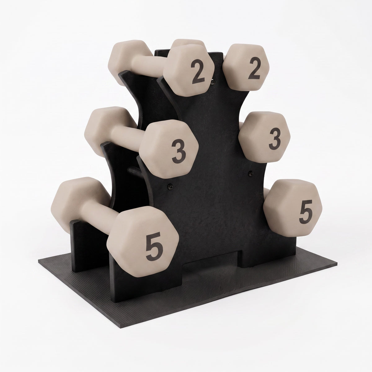 Aurorafy Neoprene Dumbbell Workout Set with Rack, 2 lbs, 3 lbs, & 5 lbs, Beige