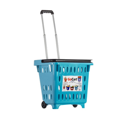 dbest products GoCart 2 Wheel Grocery Utility Laundry Cart Basket, Teal (Used)