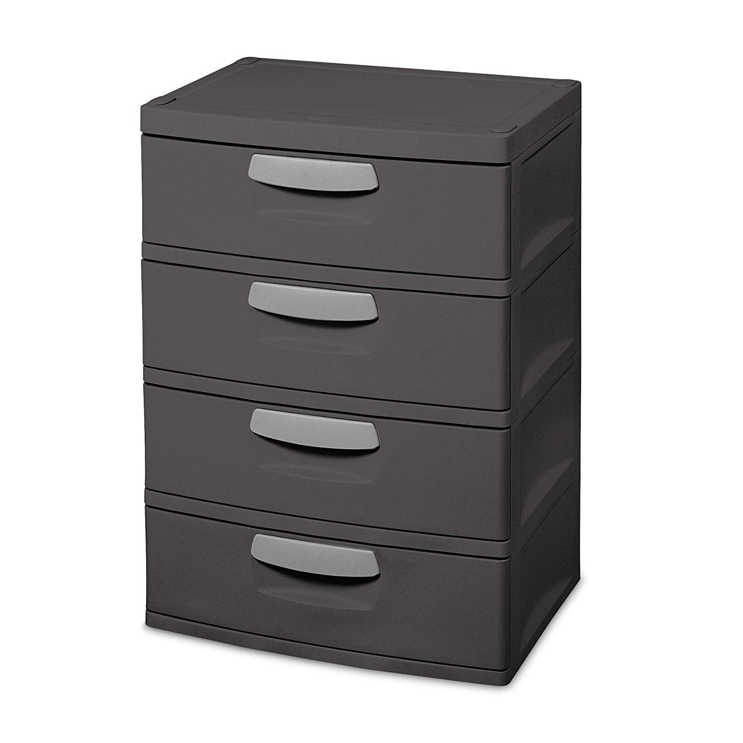 Sterilite 4-Drawer Heavy-Duty Gray Storage Unit With Black Handles (Small Chip)