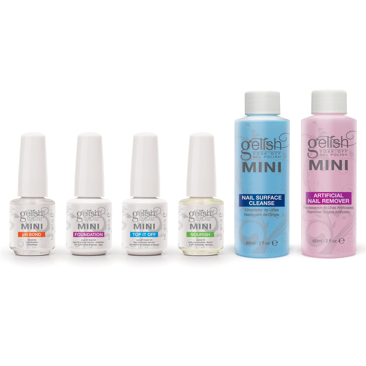 Gelish 18G Gel LED Light + Mini Basix Gel Nail Polish Kit + 6 Pack Gel Polish