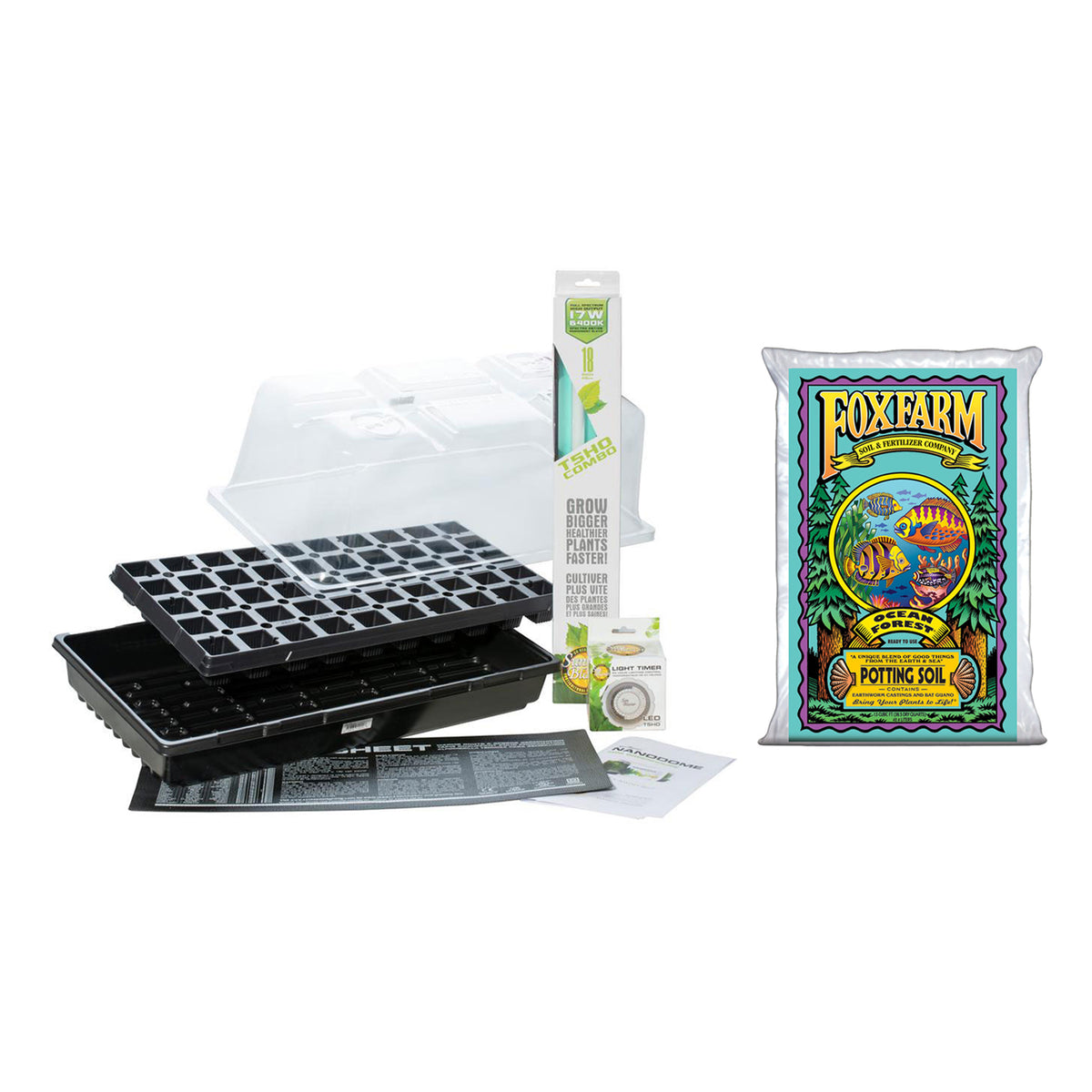 SunBlaster SL1611206 Grow Up Beginners Propagation Kit and Potting Soil Mix Set