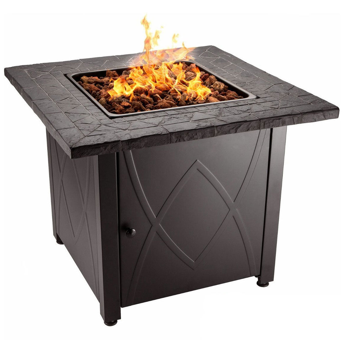 Endless Summer 30 inch Outdoor Gas Lava Rock Patio Fire Pit, Brown (2 Pack)