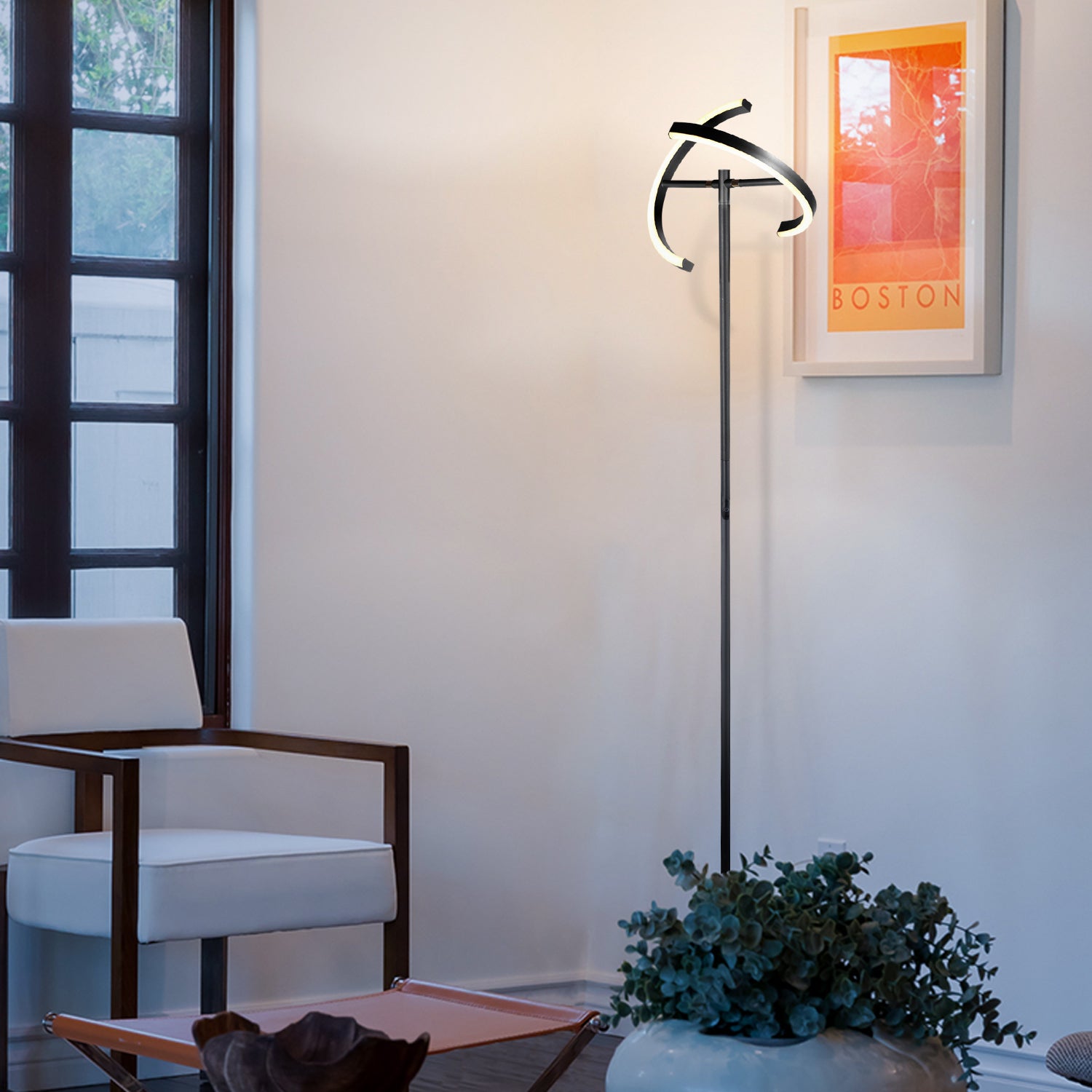 Brightech Halo Split LED Bright Standing Floor Lamp, Jet Black Finish (Open Box) - VMInnovations
