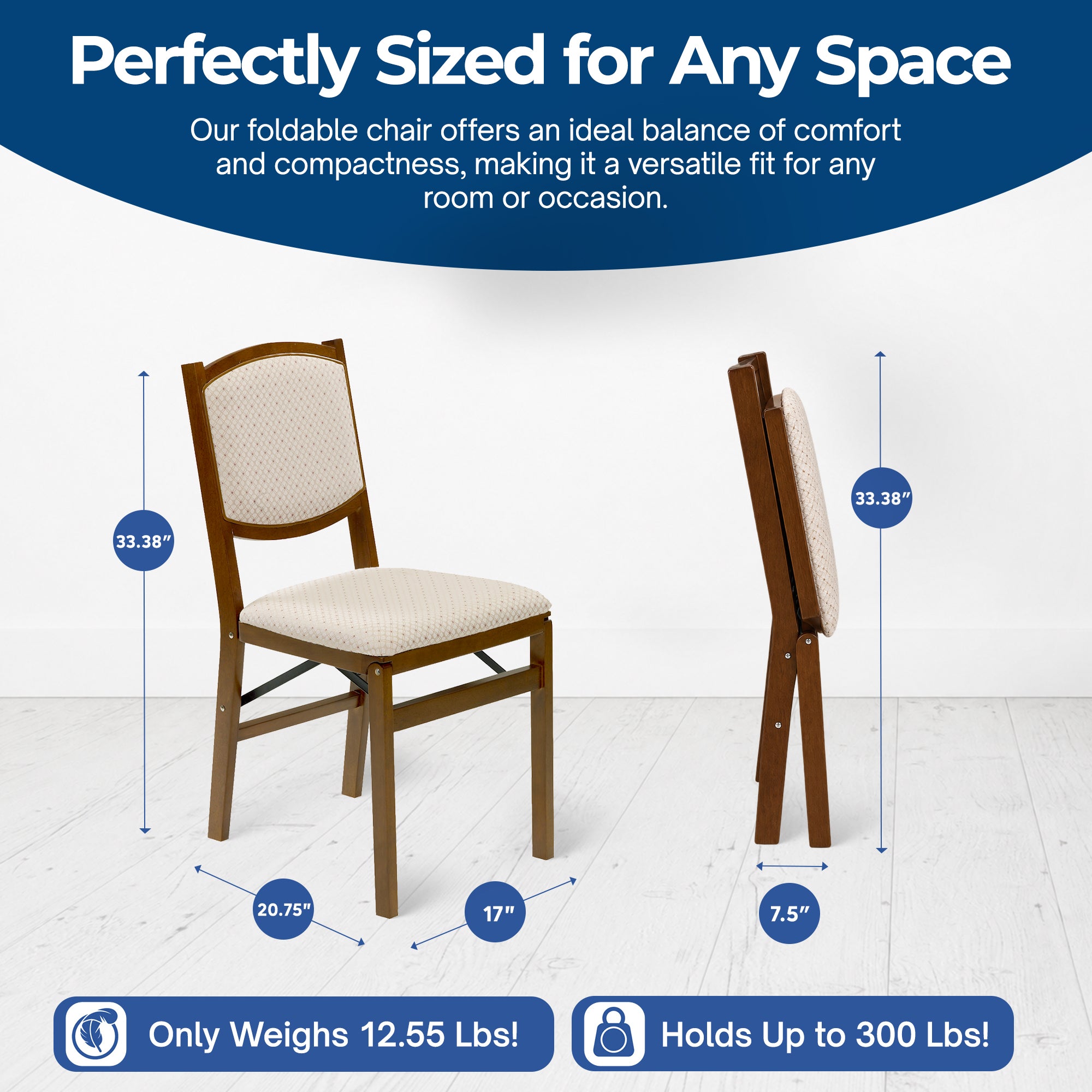 MECO Stakmore Contemporary Upholstered Fruitwood Folding Chair (2 Pack) (Used)