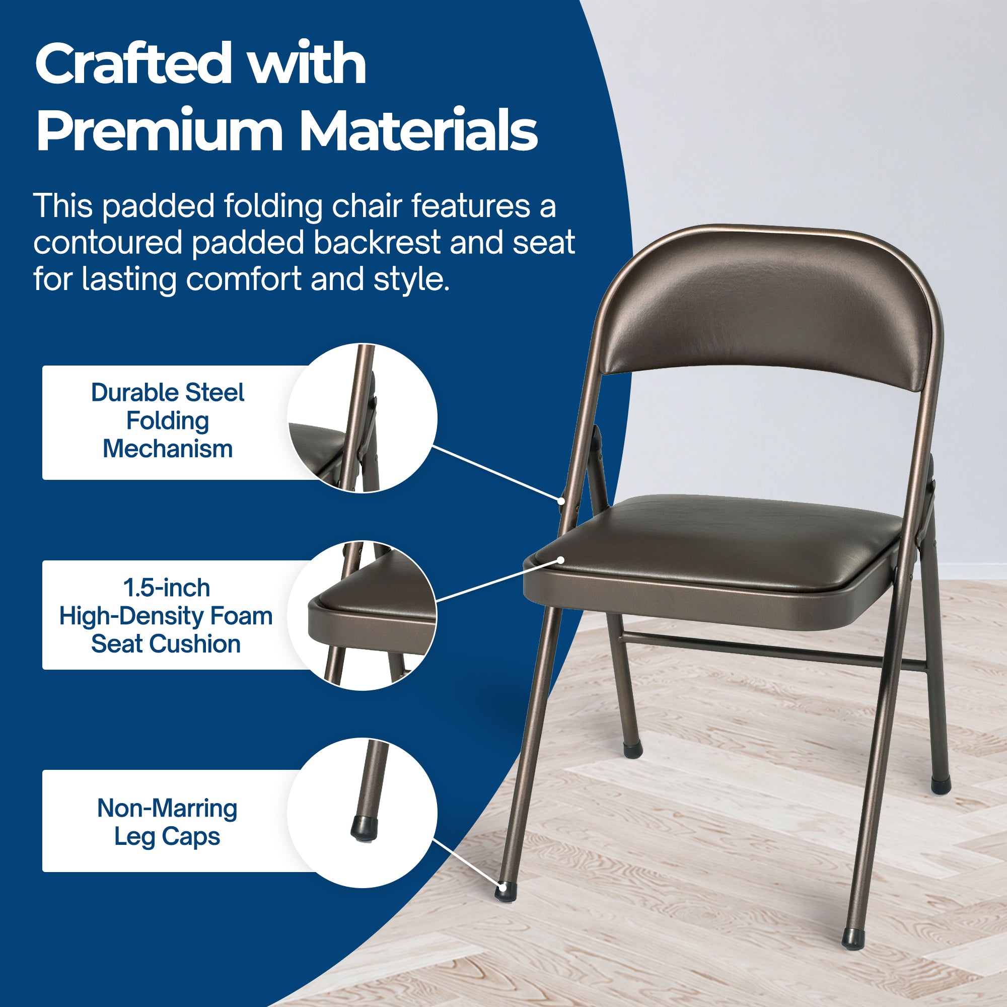 MECO Sudden Comfort Deluxe Cinnabar Vinyl Seat Padded Folding Chair, (Set of 4) - VMInnovations