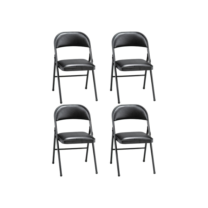 MECO 4-Pack of Deluxe Vinyl Padded Folding Chairs with 16 x 16 Inch Seat, Black - VMInnovations
