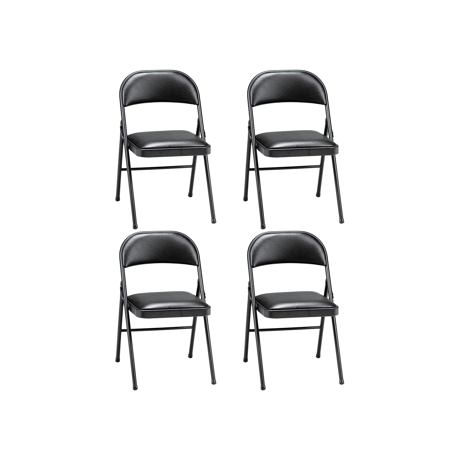 MECO 4-Pack of Deluxe Vinyl Padded Folding Chairs with 16 x 16 Inch Seat, Black - VMInnovations