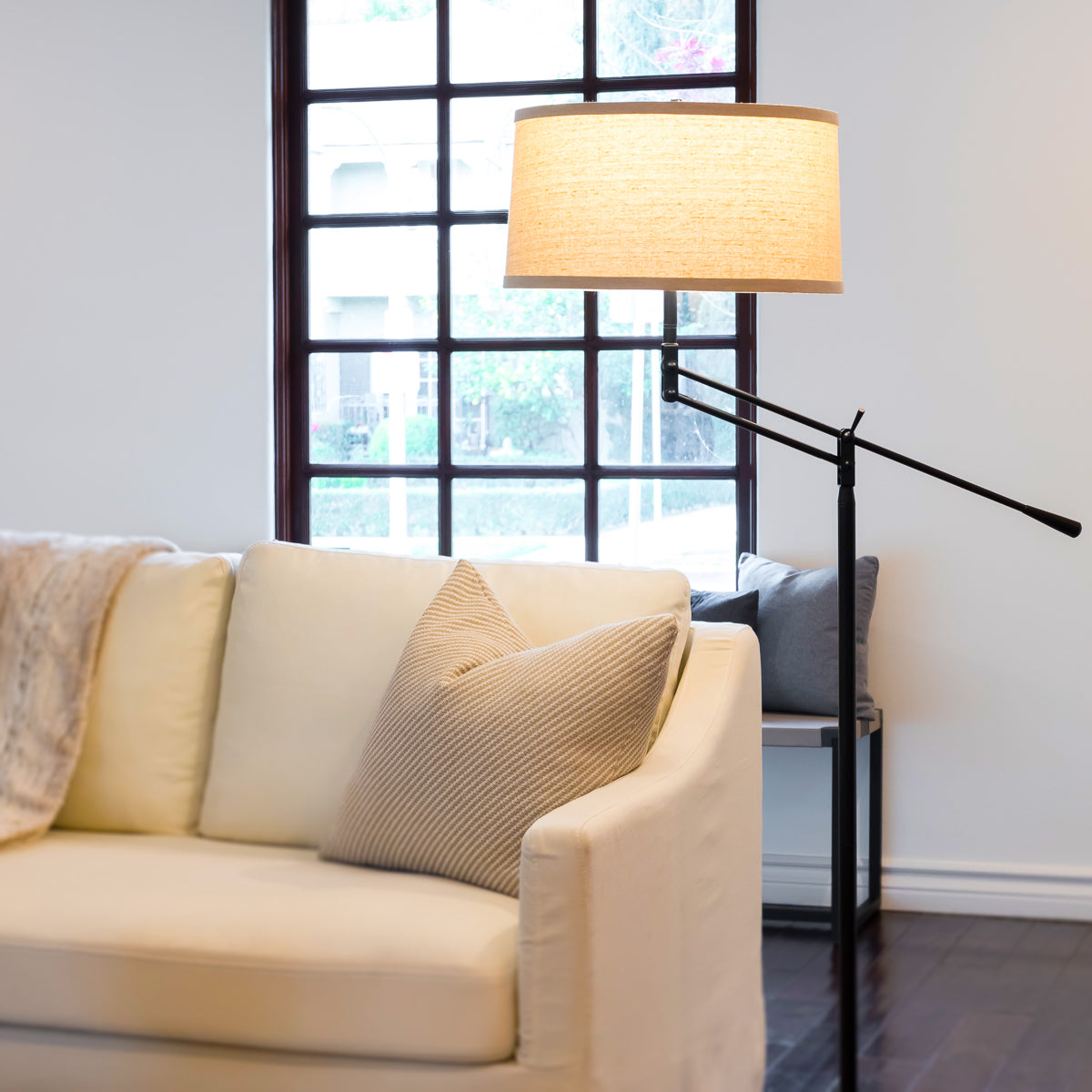 Brightech Ava Tall Standing Floor Lamp Pole w/ LED Light Bulb, Black (Used) - VMInnovations