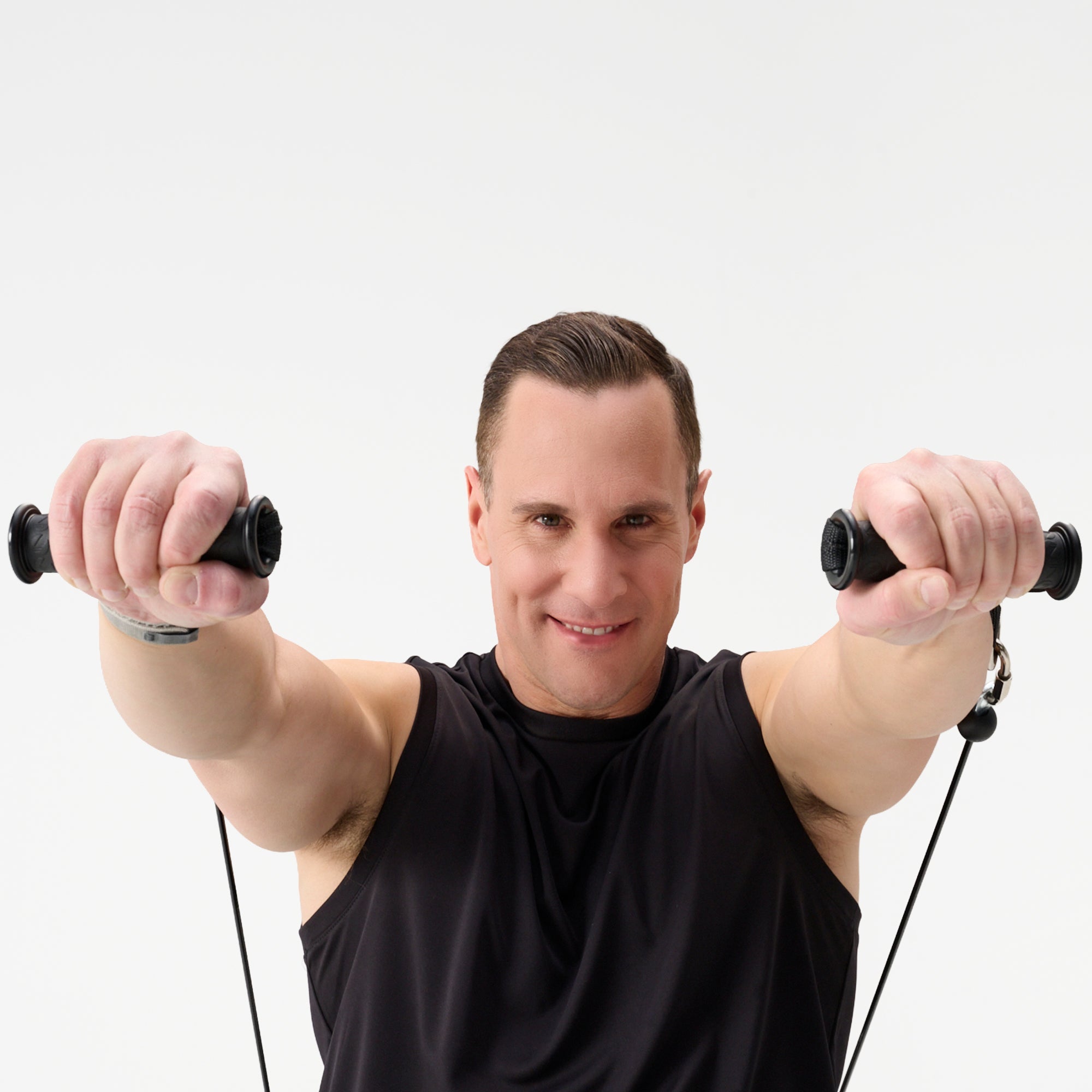 Total Gym Nylon Strap Handles, Strength Training Workout Accessory Set, Black