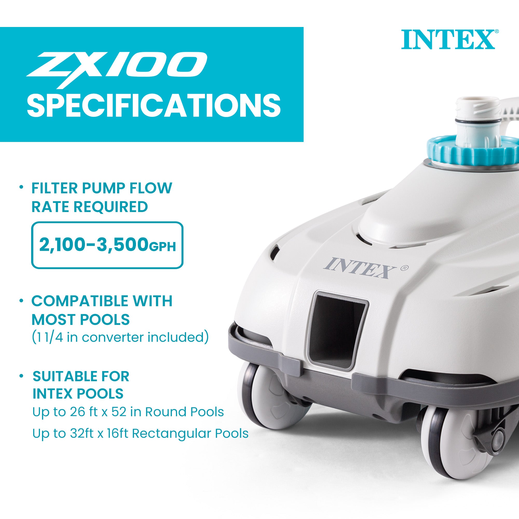 Intex Automatic Pressure Side Pool Cleaner w/Hose & Converter(For Parts) - VMInnovations