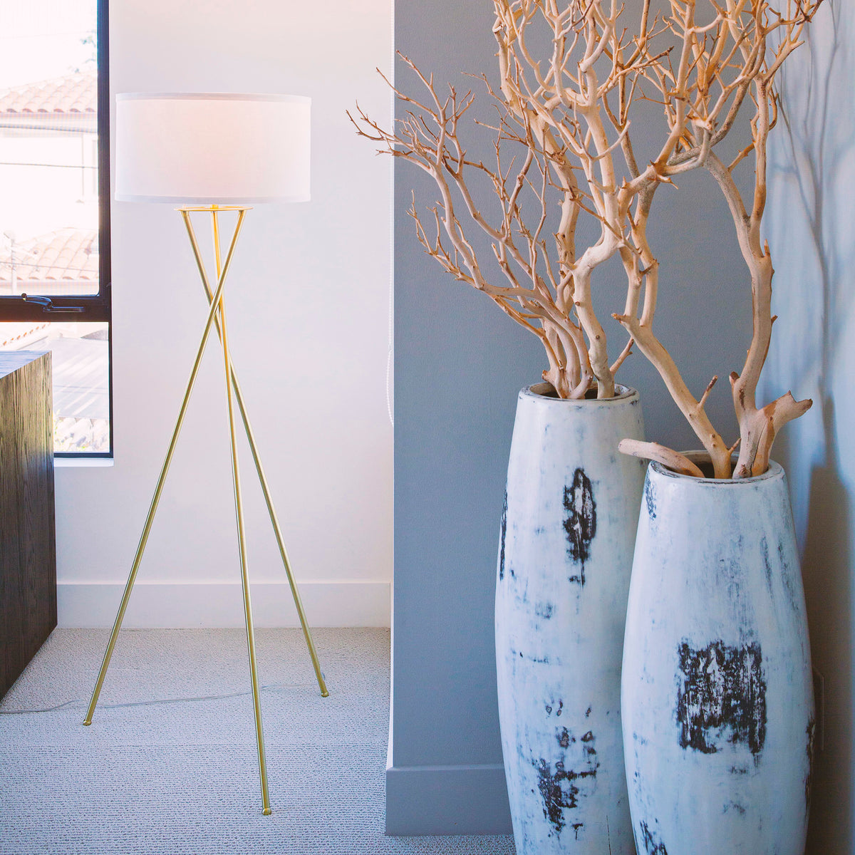Brightech Jaxon Floor Lamp Standing Light with LED Light Bulb, Brass (Used)