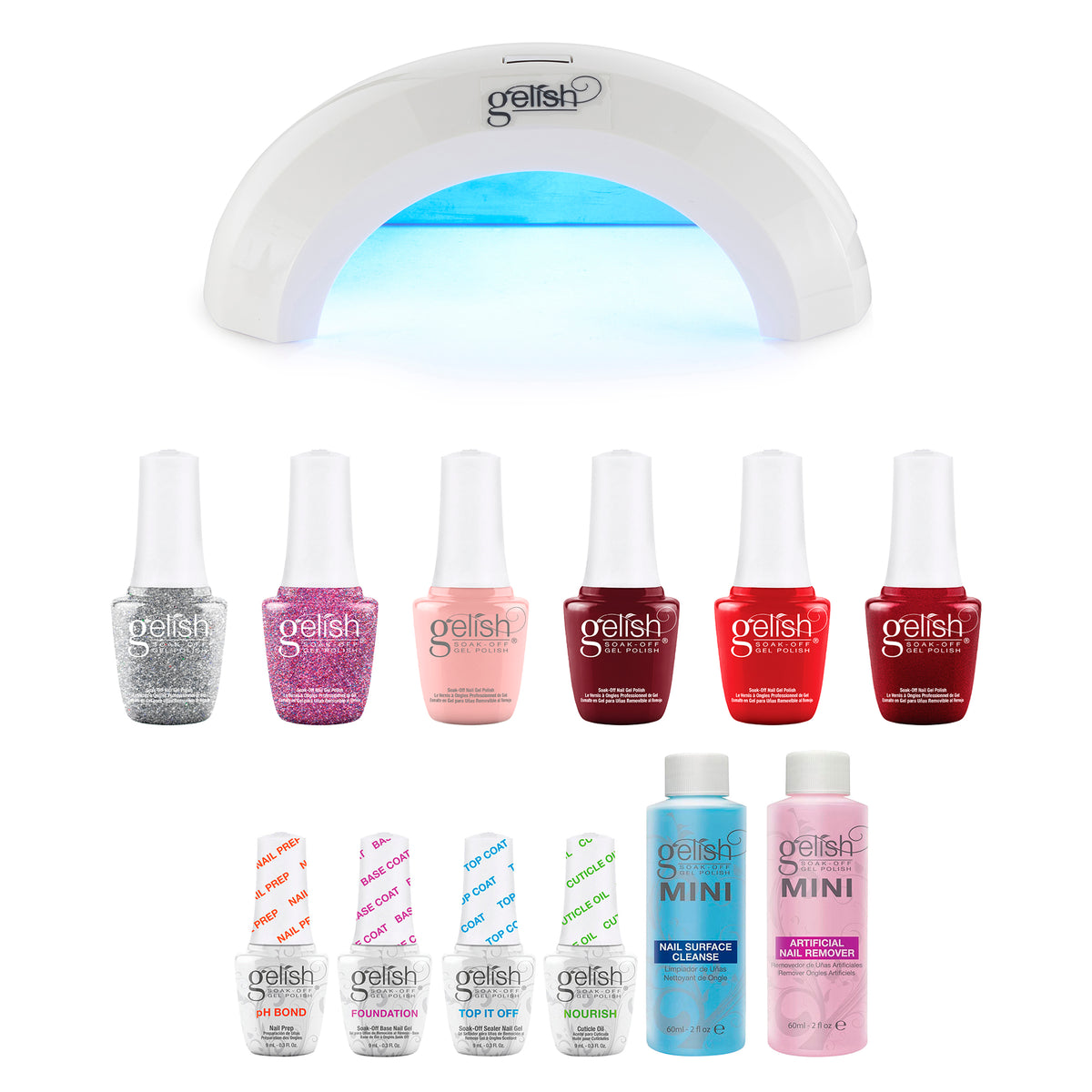 Gelish Nail Mini Curing LED Lamp, Basix Polish Starter Kit, & Winter Marilyn Set