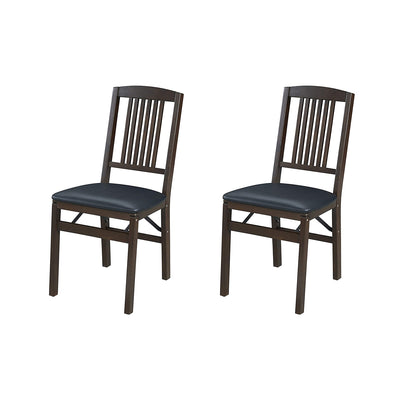 MECO Stakmore Mission Upholstered Seat Folding Chairs, Espresso/Black (2 Pack)