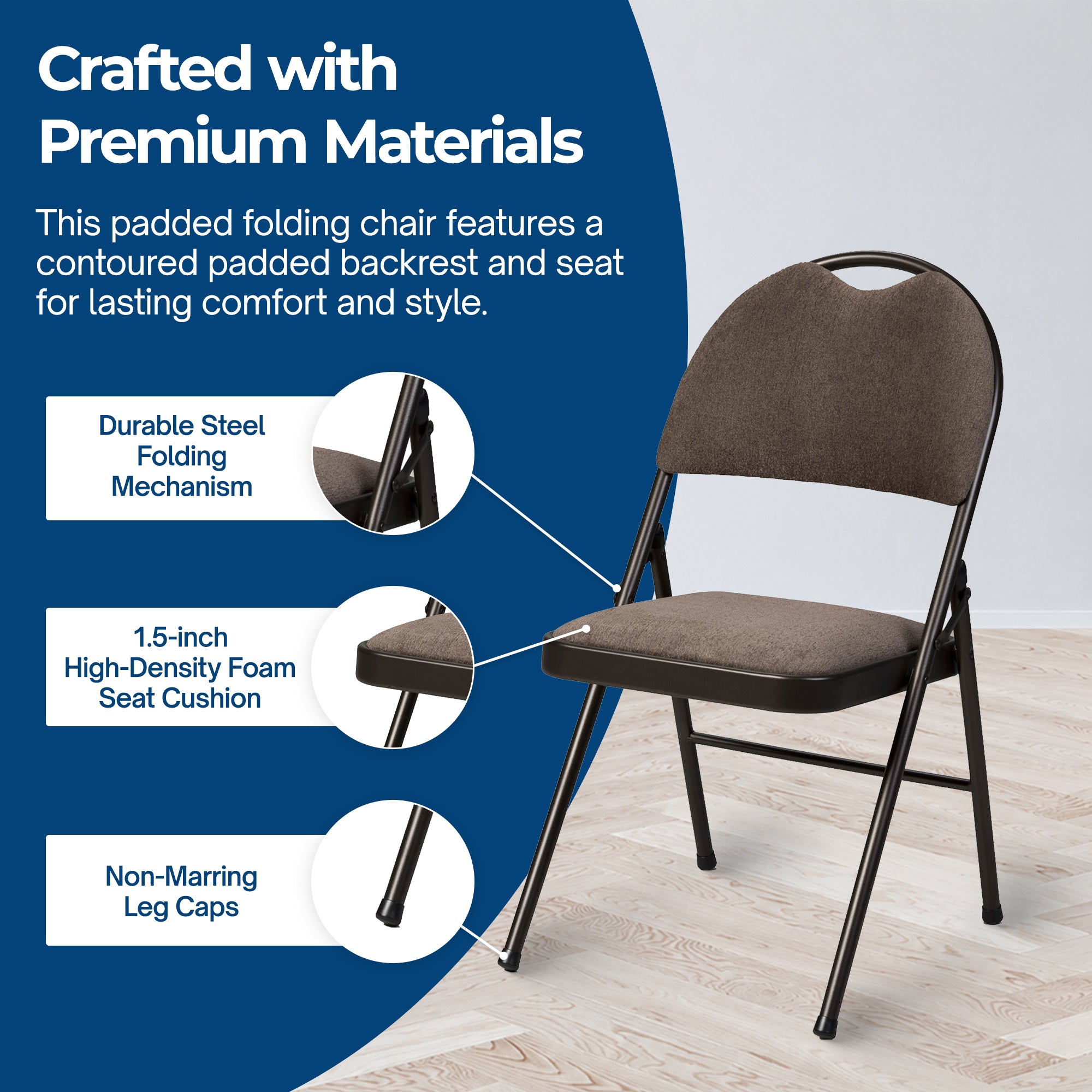 MECO Sudden Comfort Corrin Fabric Double Pad High Back Folding Chair, (Set of 4) - VMInnovations