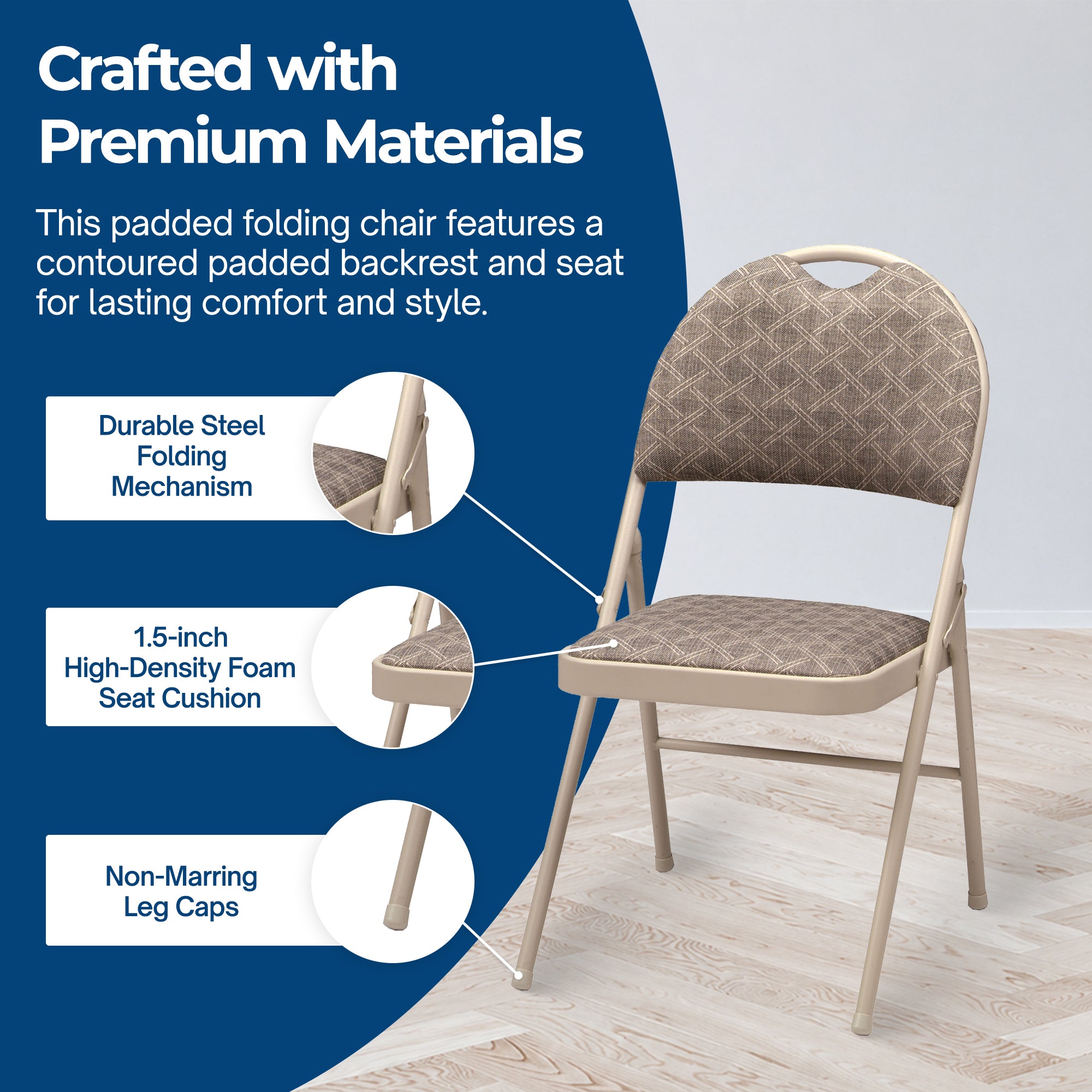 MECO Sudden Comfort Zuni Fabric Double Padded High Back Folding Chair (Set of 4) - VMInnovations