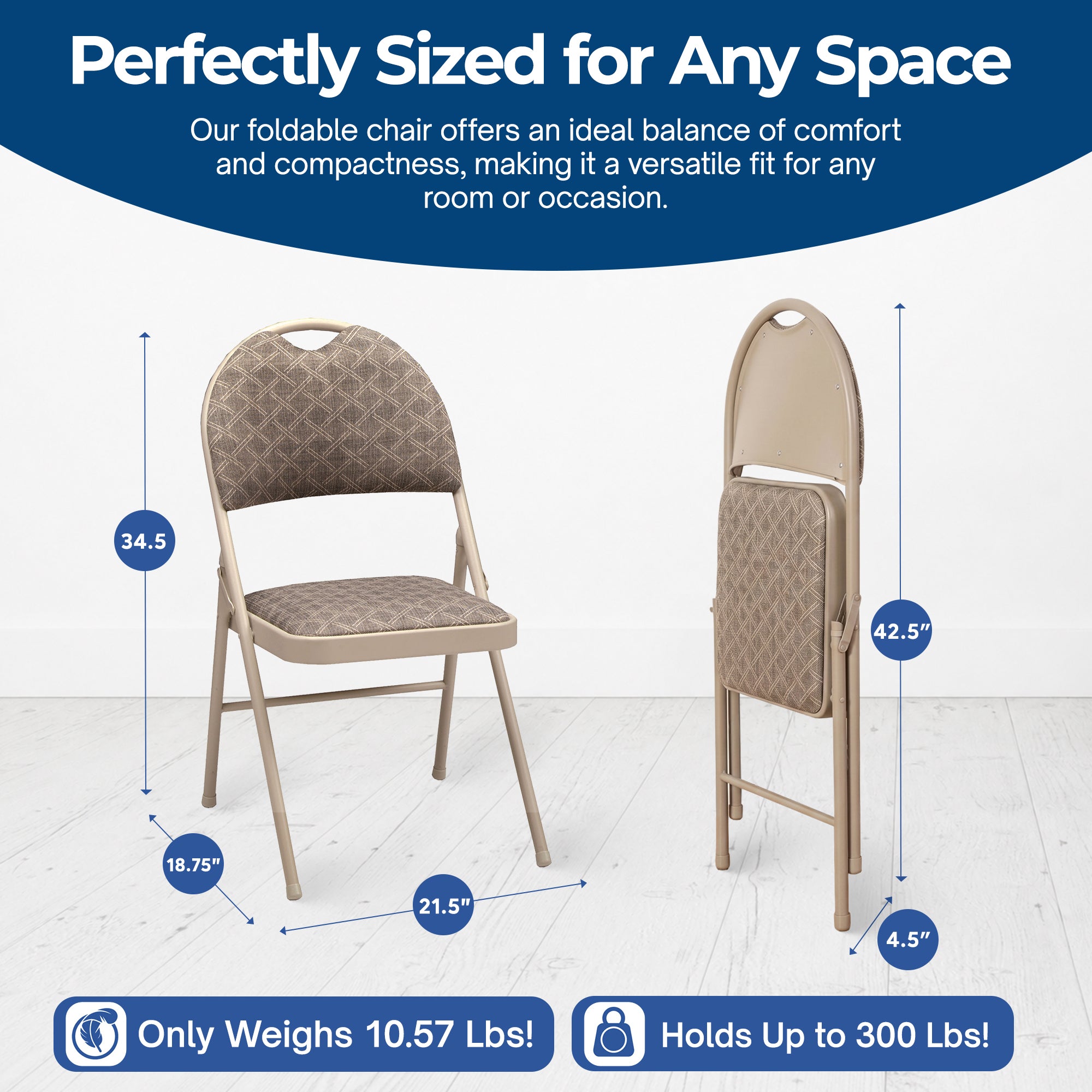 MECO Sudden Comfort Zuni Fabric Double Padded High Back Folding Chair (Set of 4) - VMInnovations