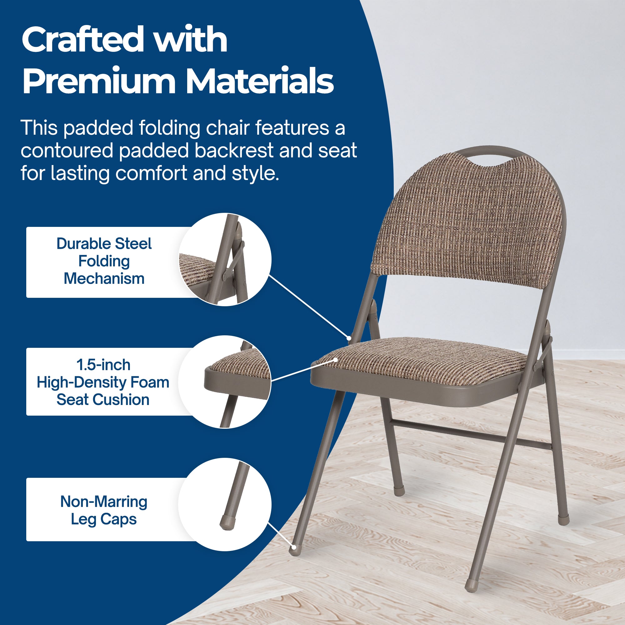 MECO Sudden Comfort Motif Fabric Double Pad High Back Folding Chair, (Set of 4) - VMInnovations