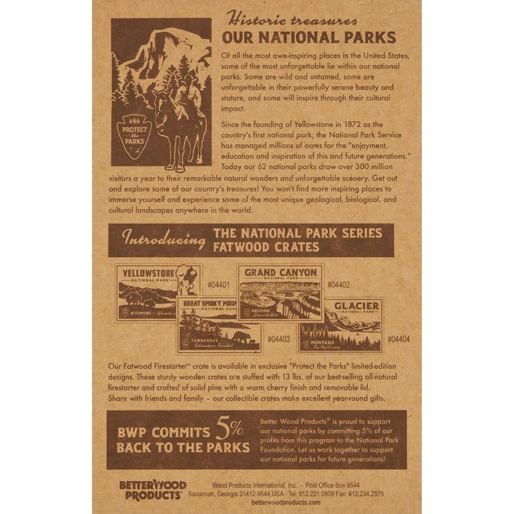 Better Wood Products Protect the Parks Series Fatwood Firestarter Crate, Glacier - VMInnovations