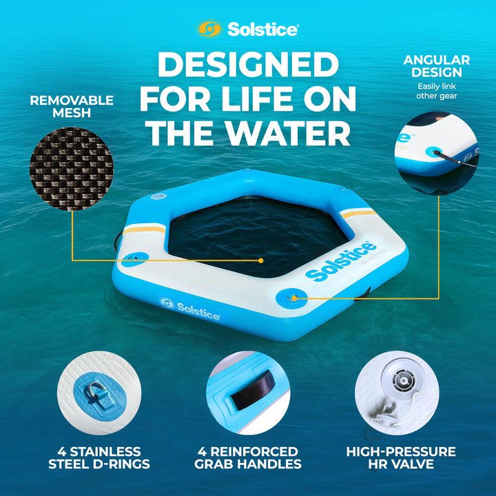 SOLSTICE ORIGINAL Inflatable Dock Float 6 Foot Water Mat with Mesh Swim Lounge - VMInnovations