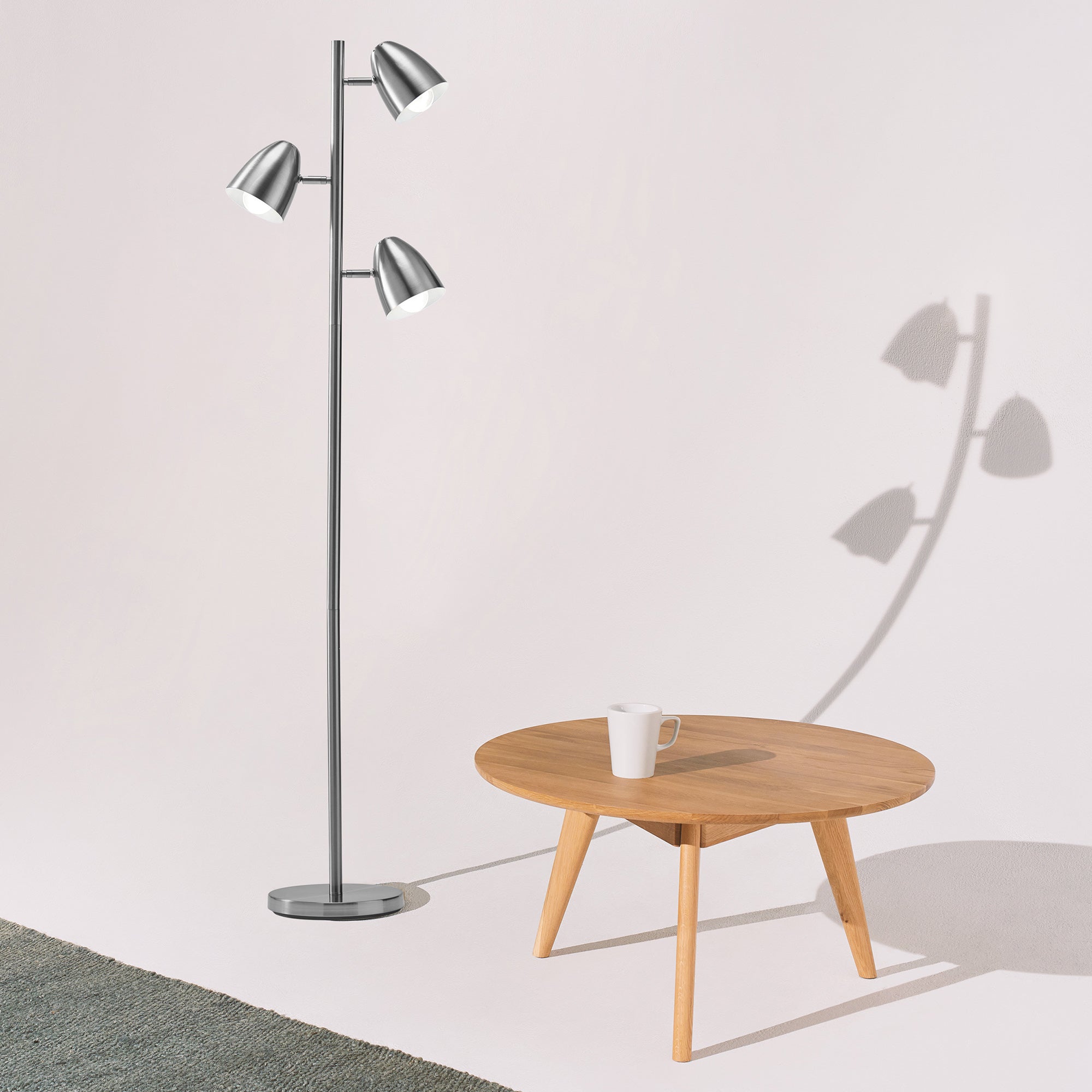 Brightech Jacob 3 Light Tree Floor Lamp Pole with LED Lights, Nickel (Open Box) - VMInnovations