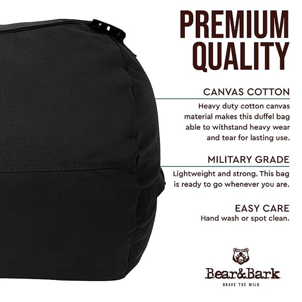 Bear&Bark 38 x 20 Inch Military Travel Duffel Bag with Strap, Black (Open Box)