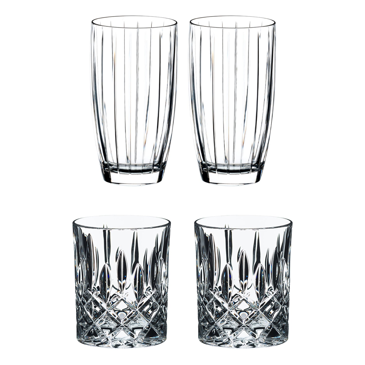 Riedel Crystal Tall All-Purpose Glass and Scotch & Bourbon Glass Set (4 Pack) - VMInnovations