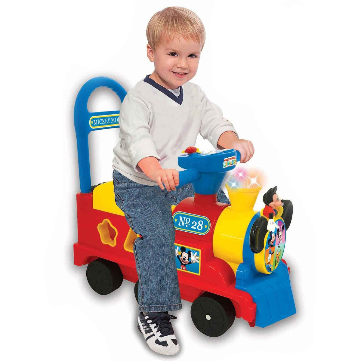 Kiddieland 054874 Mickey Mouse Play and Sort Ride On Train w/ Sounds & Lights (Refurbished)