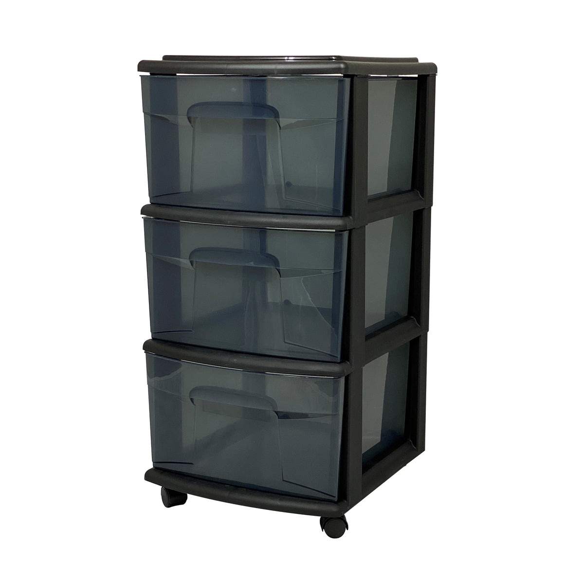 Homz 25 Inch Solid Plastic 3 Drawer Wheeled Home Storage Organizer Cart (3 Pack)