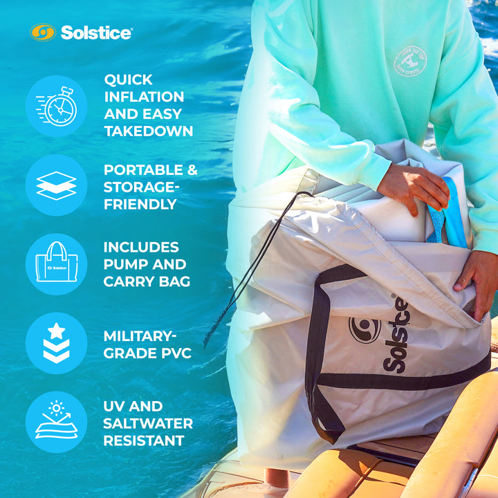 SOLSTICE ORIGINAL Inflatable Dock Float 6' Water Mat with Mesh Swim Lounge(Used) - VMInnovations