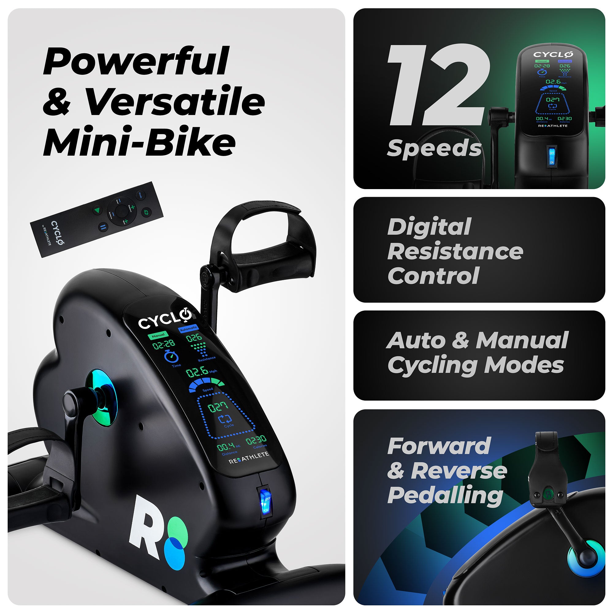 CYCLO Compact Electric Pedal Exerciser for Training/Rehabilitation (Open Box) - VMInnovations