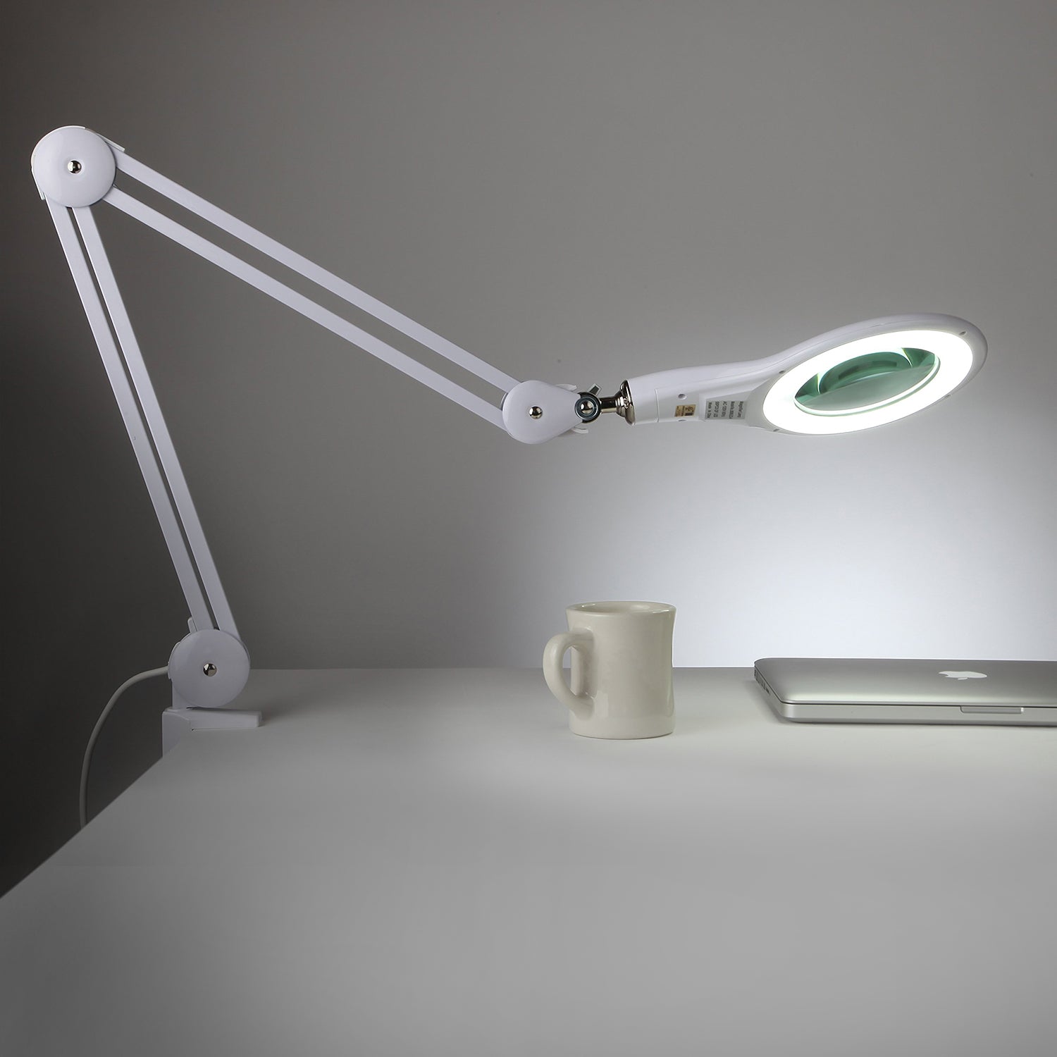 Brightech Lightview Pro LED 2.25x Clamp Magnifier Desk Lamp, White (Open Box)