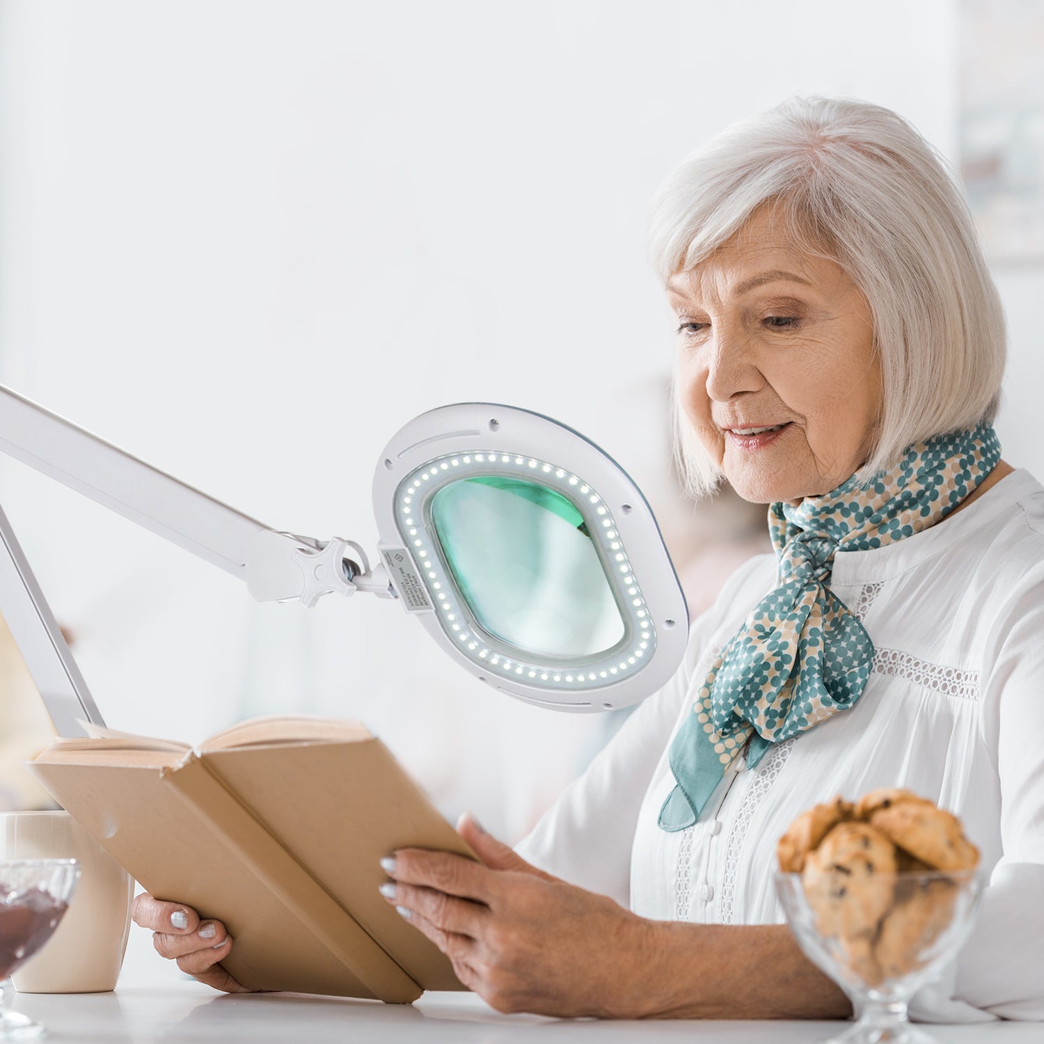 Brightech Lightview XL 2 in 1 Magnifying Floor and Desk Lamp, White (Open Box) - VMInnovations