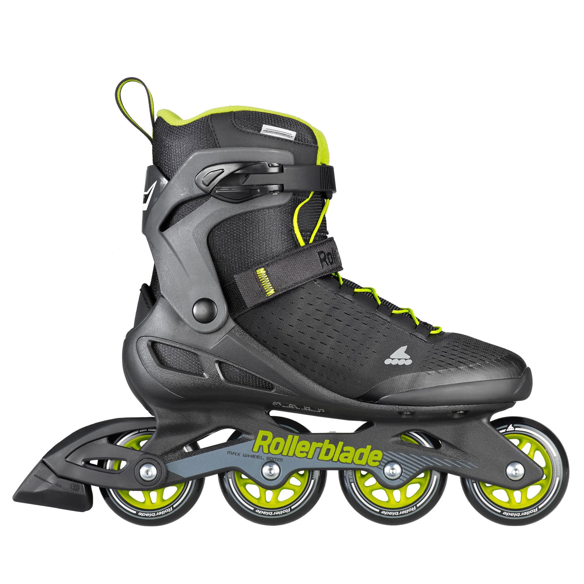 Rollerblade Zetrablade Elite Mens Fitness Inline Skates, Size 10, Black and Lime - VMInnovations