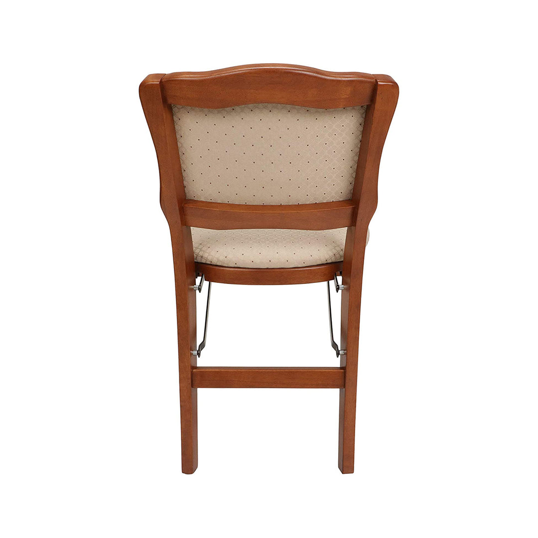 MECO Stakmore French Fabric Upholstered Seat Folding Chair Set, 2 Pack, Cherry - VMInnovations