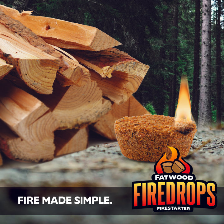 BetterWood Products Firedrop Nontoxic All Natural Fatwood Firestarters, 48 Pack - VMInnovations