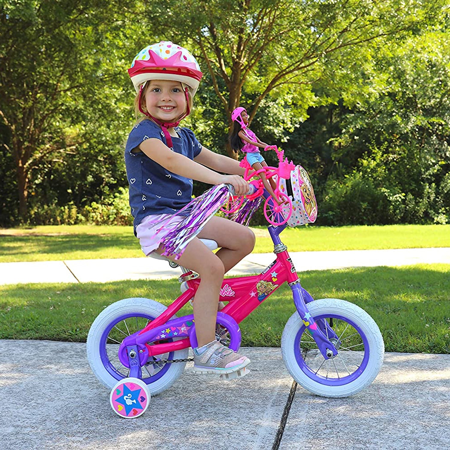 Dynacraft Kid's 12 Inch BMX Street Bike with Training Wheels, Barbie (Open Box)