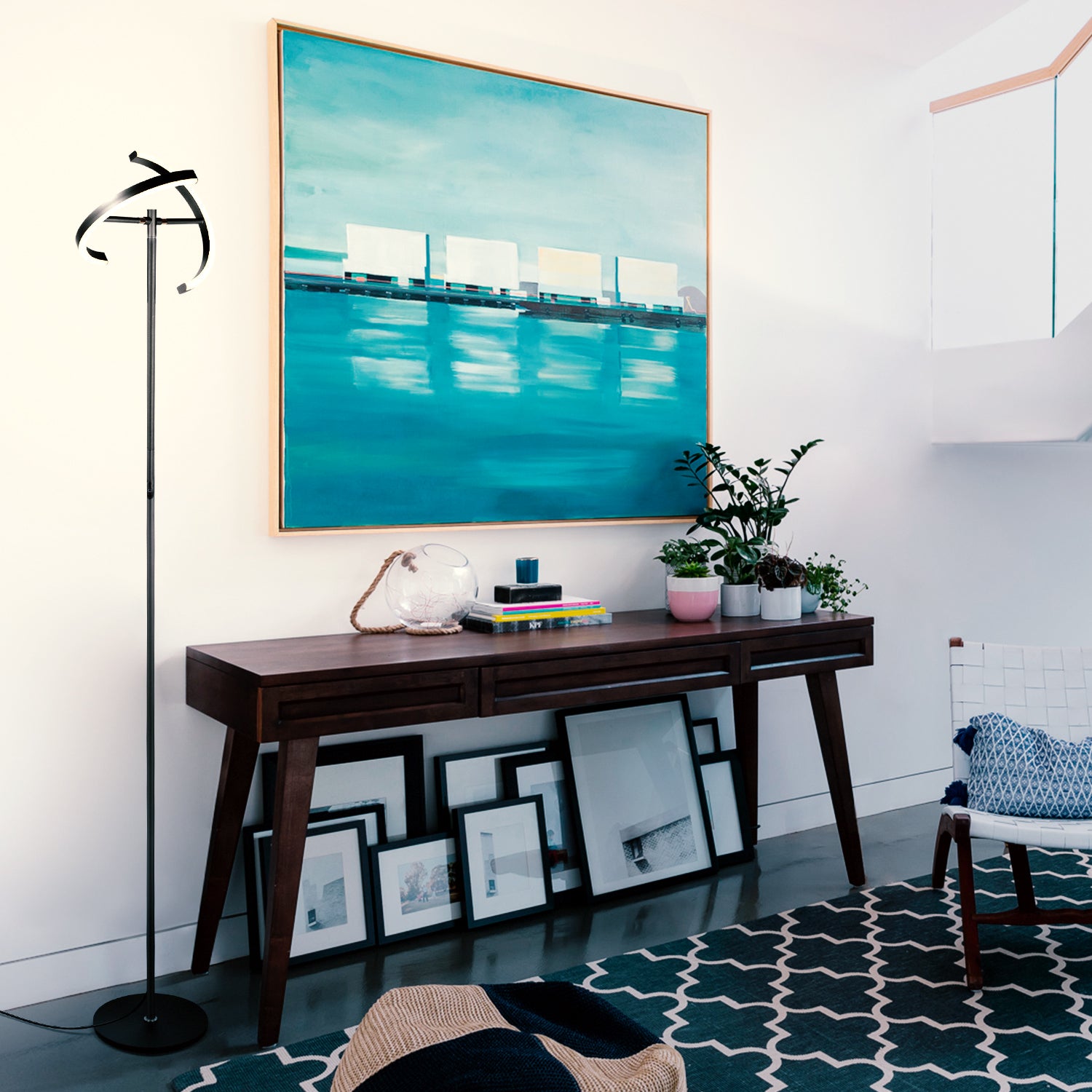 Brightech Halo Split LED Bright Standing Floor Lamp, Jet Black Finish (Open Box) - VMInnovations