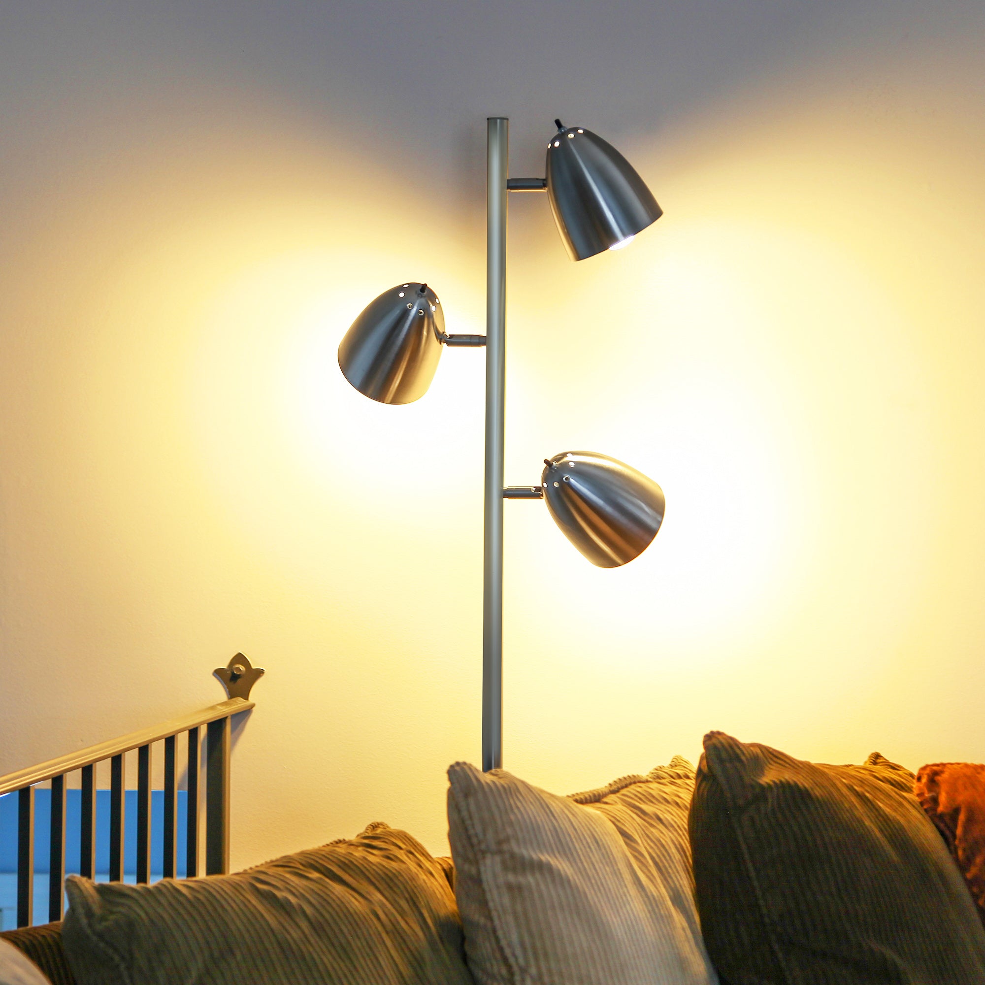 Brightech Jacob 3 Light Tree Floor Lamp Pole with LED Lights, Nickel (Open Box) - VMInnovations