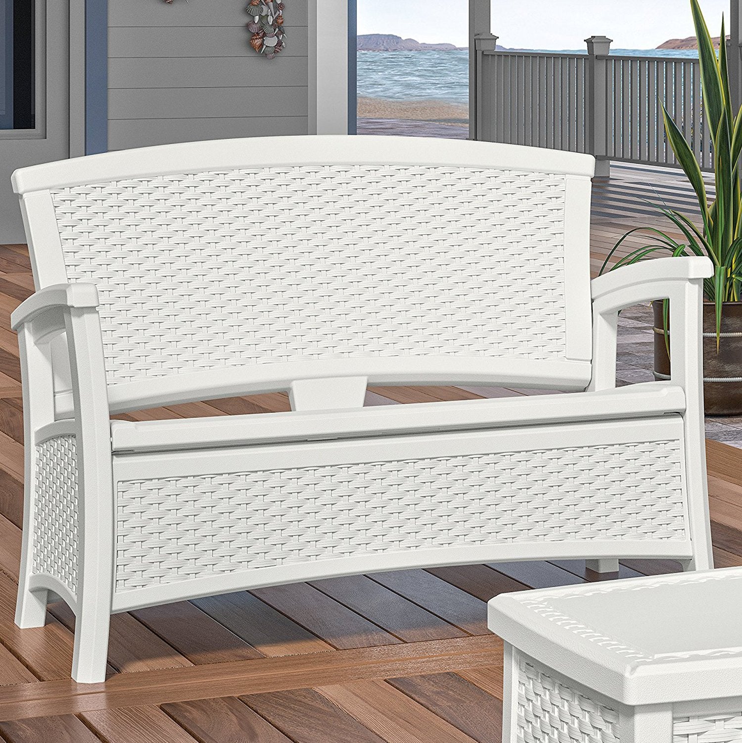 Suncast Patio Coffee Table, Loveseat w/ Storage, Club Chair w/ Storage (2 Pack) - VMInnovations