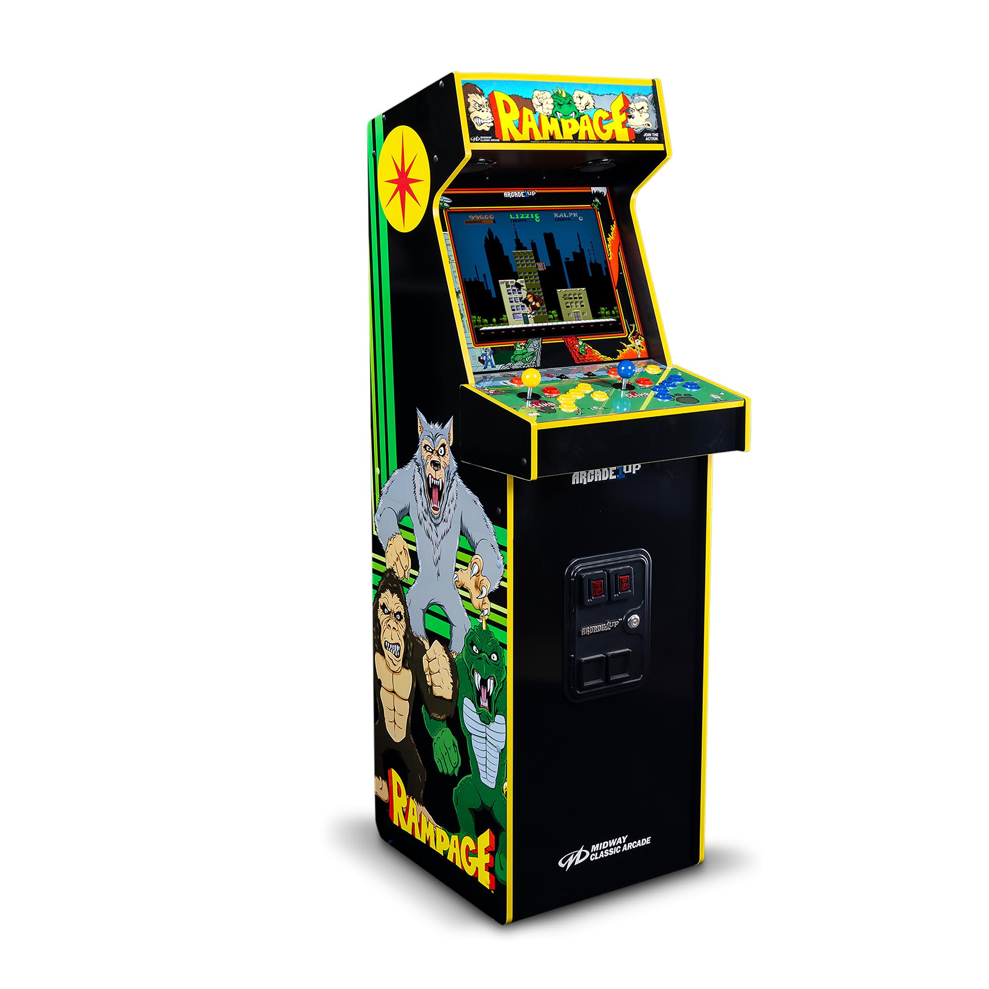 Arcade1Up Rampage, Joust Deluxe Arcade Machine with 14 Classic Midway Games