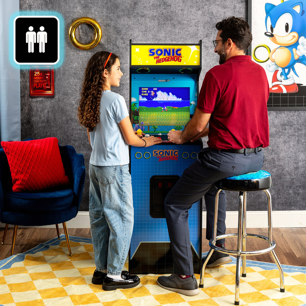 Arcade1Up Sonic the Hedgehog Deluxe Arcade Game Freestanding Machine