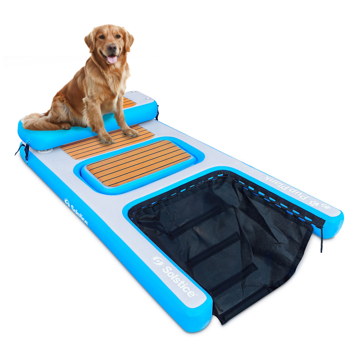 Solstice Inflatable Pup Plank Lounge Floating Ramp Dog Raft for 250+ lb Pets - VMInnovations