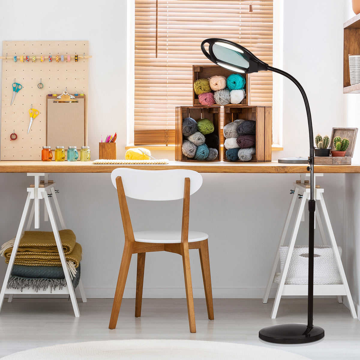Brightech Pro LED Magnifying Flexible Adjustable Floor Lamp, Black (Used)