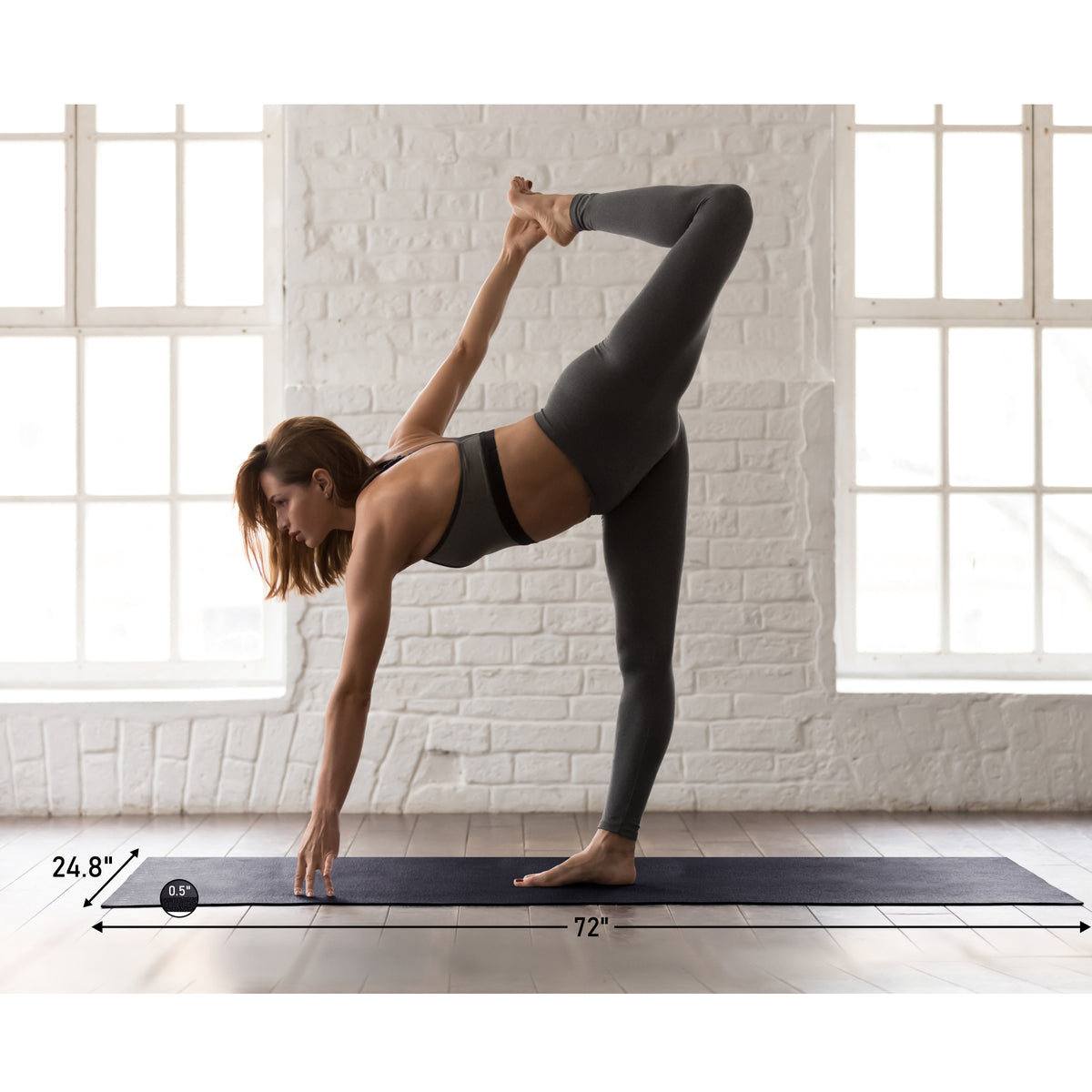 HolaHatha 72 x 24" High Density 0.5" Thick Non Slip Home Workout Yoga Mat, Black - VMInnovations