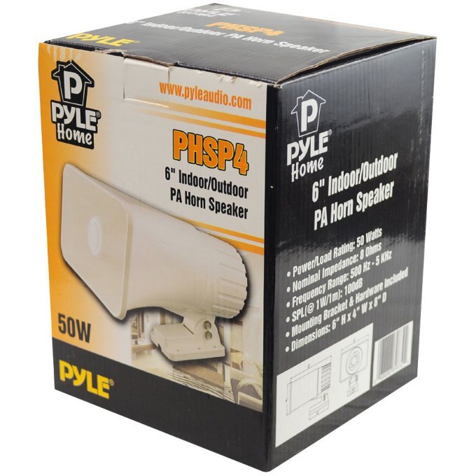 New Pyle PHSP4 6 Inch 50 W Indoor/Outdoor PA Horn Speaker with Mounting Hardware - VMInnovations