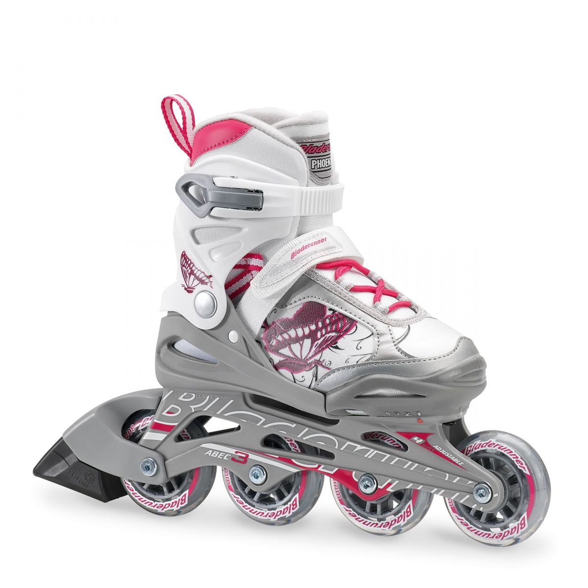 Rollerblade Bladerunner Phoenix Girls Adjustable Skates M White/Pink (Used)