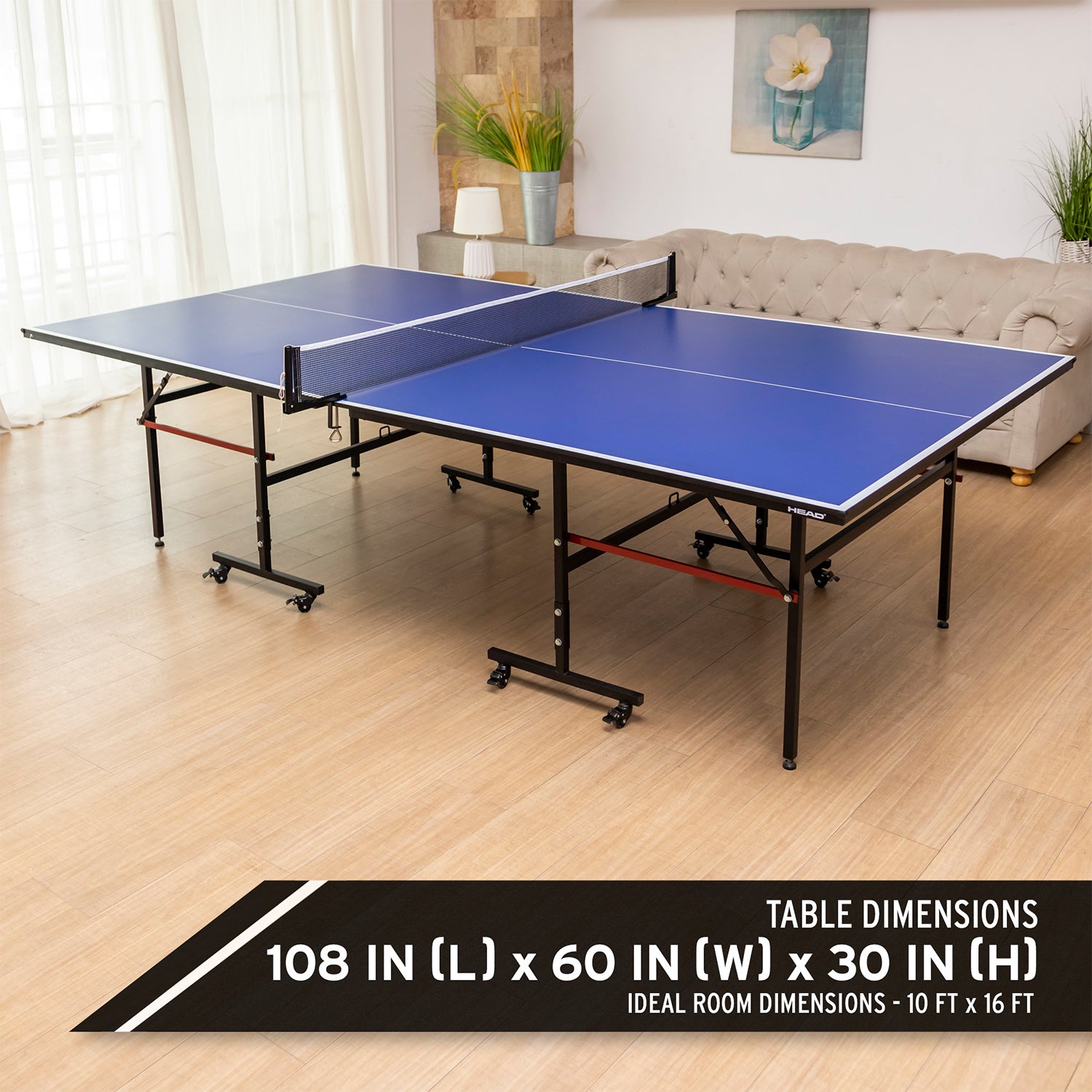 HEAD 1-1-33012-DS 12 Millimeter Surface Match Point Ping Pong Table with Net