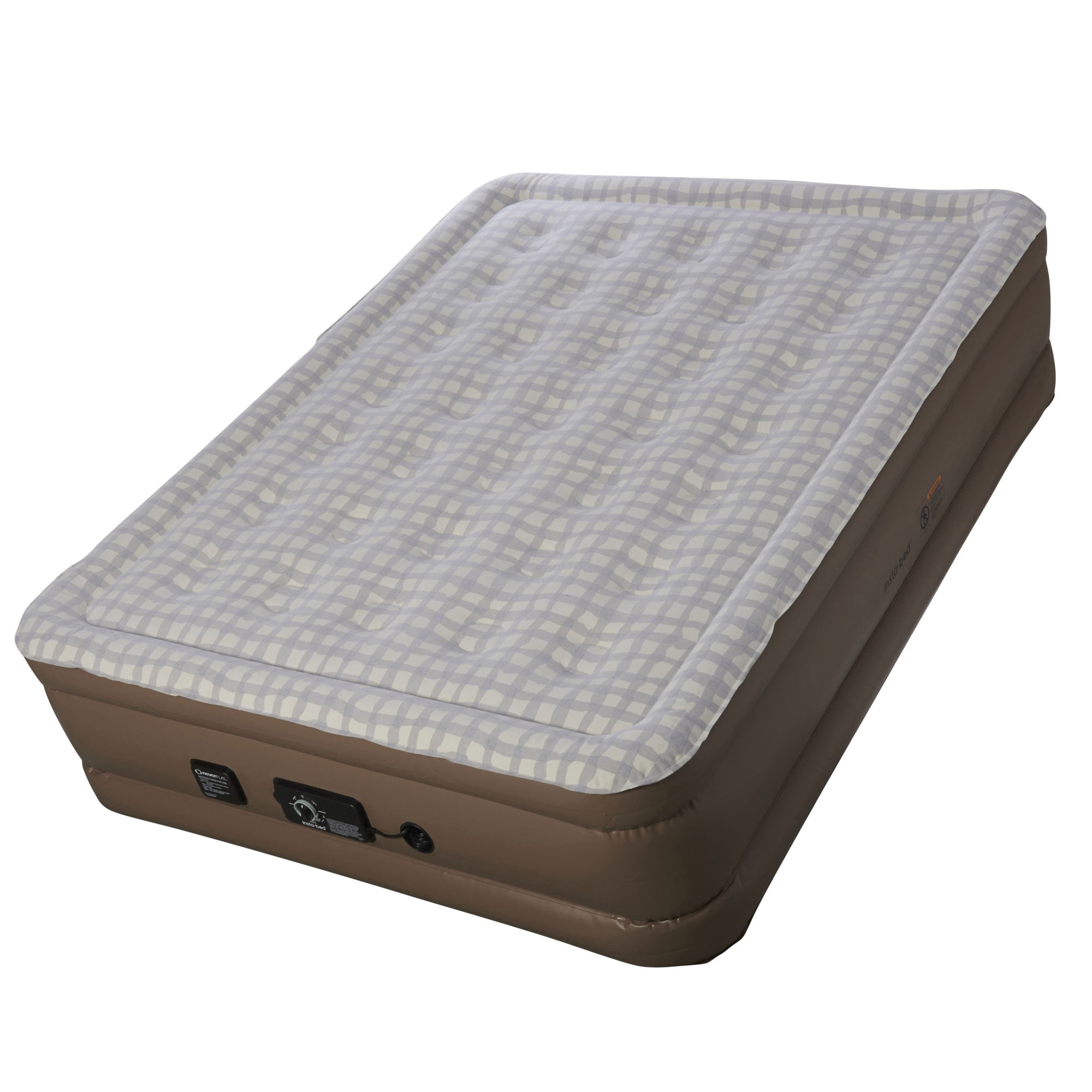 Insta-Bed Raised Inflatable Queen Air Bed with neverFLAT Pump, Plaid (Open Box)